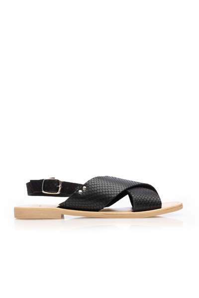 UrbanShoes Sandale cu talpa joasă damă din piele naturală - 1105 Negru box