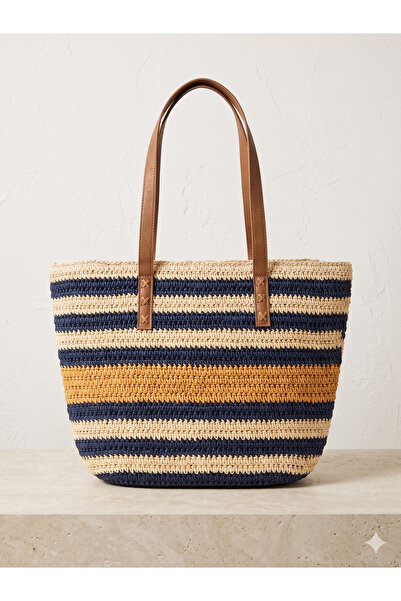 Luminos Butik Μπλε ναυτικό ψάθινο τσαντάκι CNT1086