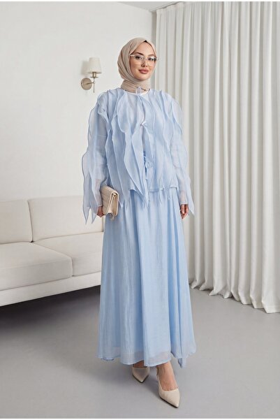 HİJABAYA Σετ Cupra με ασύμμετρη κοπή, βολάν και επένδυση, δεμένο στο μπροστιν...