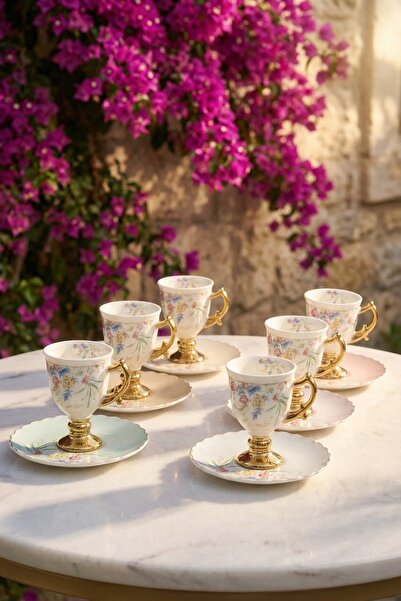 ACAR Theo 6 Kişilik Porselen Kahve Fincan Takımı - 90 ml