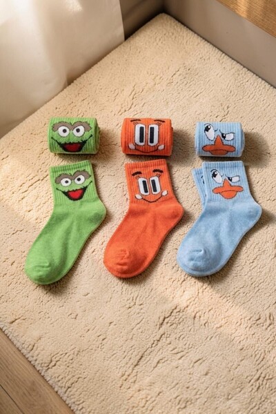 Socks Stores 3 ζευγάρια πολύχρωμες κάλτσες unisex με σχέδια, βαμβακερές κάλτσ...