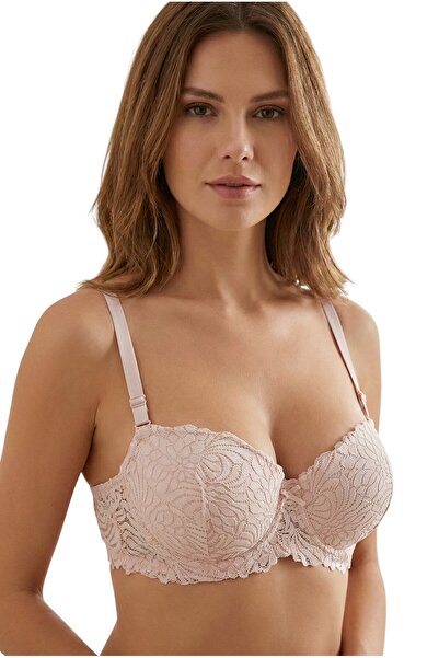 hadiora Women's Powder Lace Supported Underwire Bra