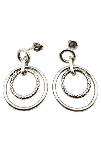 OEM Silver Earrings for Women, 925 Sterling Silver, Circle in Circle Pattern,...