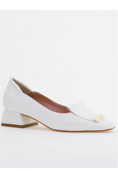 Nicoletta Women's low-heeled shoes made of white eco- Leather