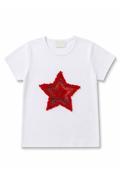 SÜSLÜ KİDS Girl's Star Patterned Cotton T-Shirt