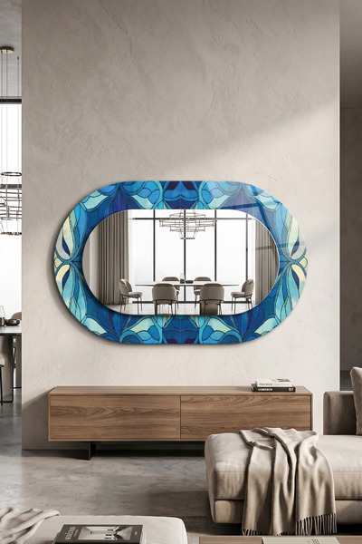 Decorita Dekor Camı ve Ayna | Okyanus Vitray Desenli Dekoratif Ayna | 72cm x ...