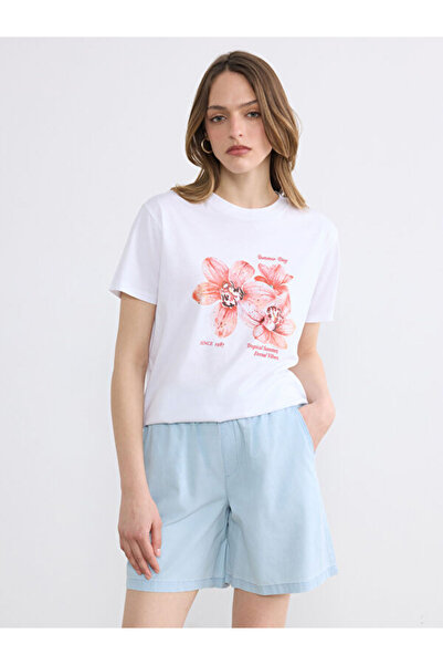 LC Waikiki Quality Pieces from Çelebi Store Floral Printed Women's T-Shirt