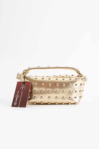 Sellini Sia Staple Detailed Faux Leather Women's Crossbody Bag Gold