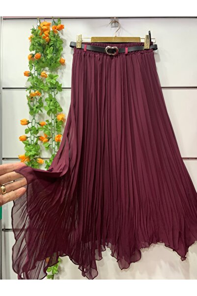 edu collection Φούστα σιφόν με ασύμμετρη επένδυση και ζώνη