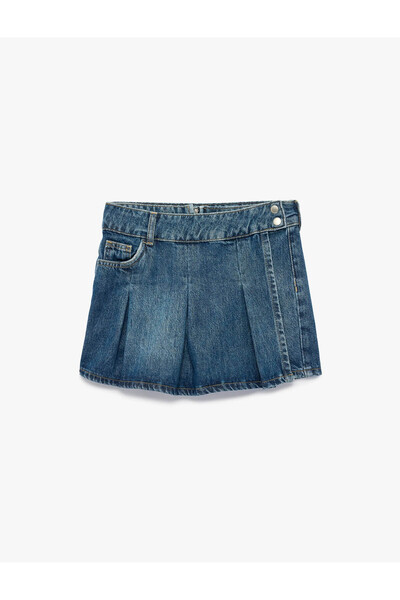 Koton Denim Pamuklu indigo Kız Çocuk Şort 6Skg40080Ad