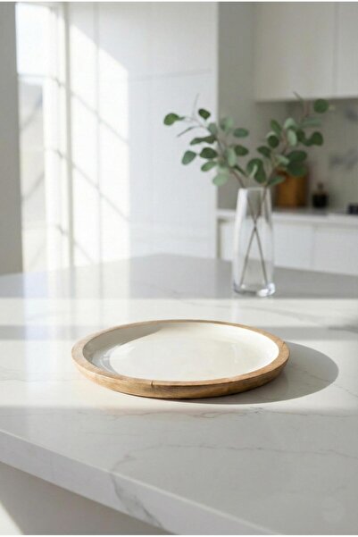 mikudesign Mango Agacı Pasta Tabağı & Sunum Tabağı 20 Cm Krem