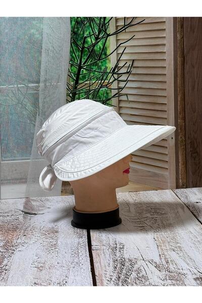moda nokta Zippered Visor Hat with Bow Detail