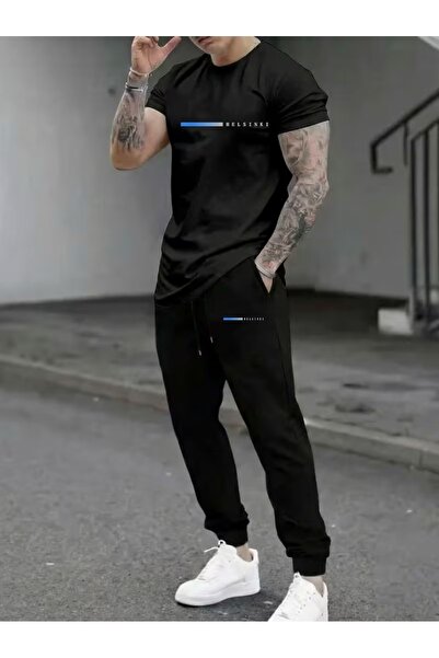 puolikuu Set de trening oversize pentru bărbați, tricou cu imprimeu mixt - EŞ...