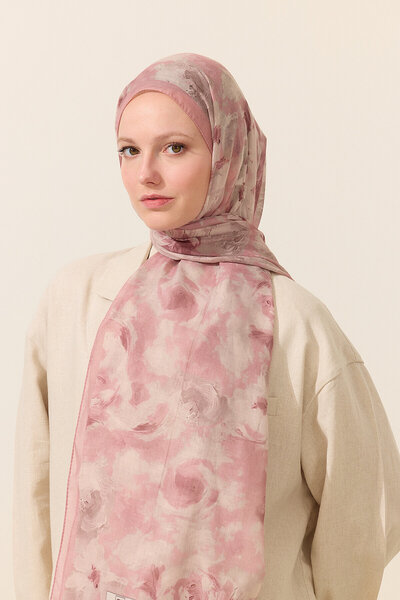 cs camellia scarf Ζένια Μαλακό Βαμβακερό Σάλι - Ροζ