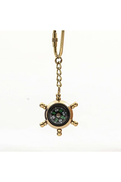 Store Pirinç Pusula Anahtarlık 12 Cm Vintage Denizci Tasarım Metal Aksesuar