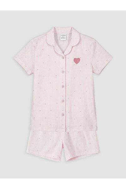 LC Waikiki Set de pijamale scurte pentru fete, cu guler.