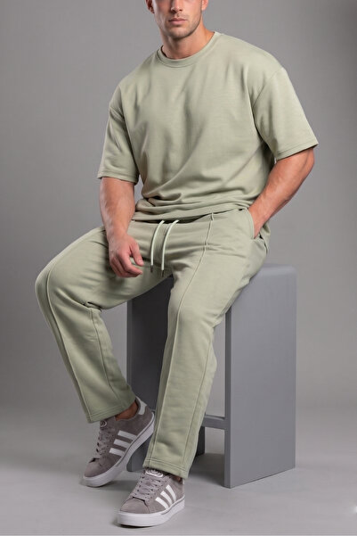 modasende Set de tricou și pantaloni de trening pentru bărbați, verde, suprad...