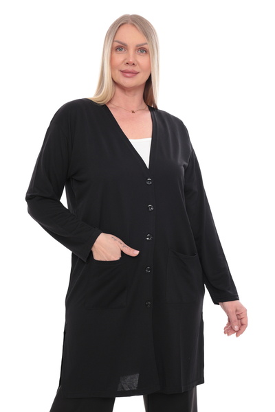 İKSUN Women's Buttoned Pocketed V-Neck Casual Summer Combed Cotton Long Mothe...