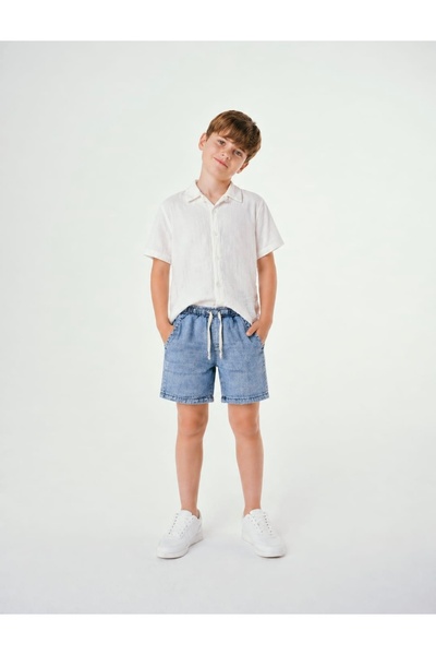 Nanica Kids Limi̇ Boy's Soft Textured Muslin Shirt and Shorts Set