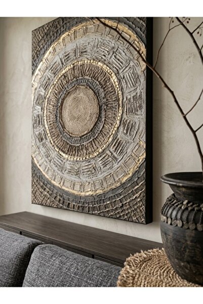 Arties Concept Dokulu Modern Dairesel Kahve Tablo El Yapımı Tablo