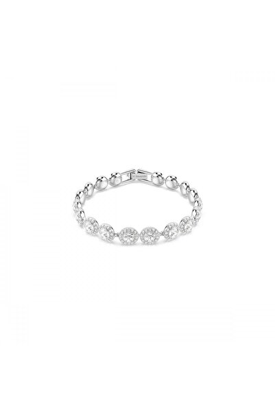 Swarovski Una Angelic Bileklik Kalin Yuvarlak Kesim Beyaz Rodyum Kaplama