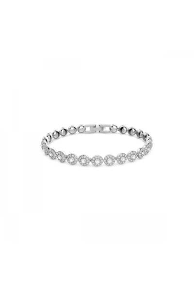 Swarovski Una Angelic Bileklik İnce Yuvarlak Kesim Beyaz Rodyum Kaplama