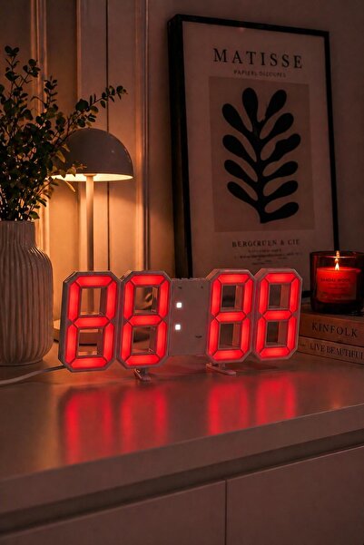 PARİONETTE 3D LED Dijital Saat Masa Üstü | Renkli Işık, Büyük Ekran, Alarm, M...