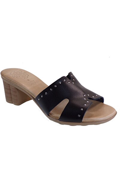 Porronet Shoes Γυναικεία Δερμάτινα Παντόφλες FI2625 Μαύρο