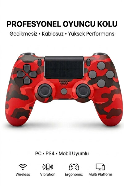Maybax Kablosuz Oyun Kolu Bluetooth Gamepad PS4 PC Android iOS Uyumlu Titreşimli 6 Eksen Ergonomik Controller
