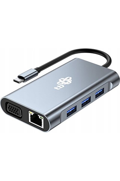 Other Adaptor HUB USB C 8 în 1 HDMI x2 USB VGA RJ45 PD