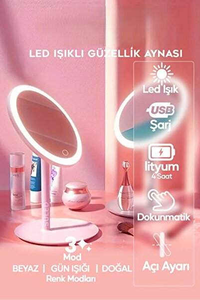 Eviniz güzel Dokunmatik LED Işıklı Makyaj Aynası 3 Modlu USB Şarjlı Döner Tep...