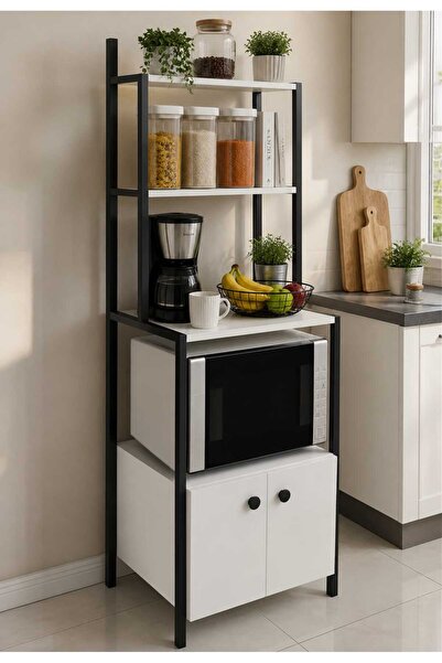DEKOZUM MORİO KITCHEN Mutfak Bangosu Mutfak Rafı Çok Amaçlı dolap Mikrodalga ...