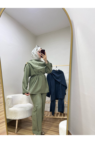 BNGL Boutique Tesettür alt üst şal detaylı omuz tokalı takım