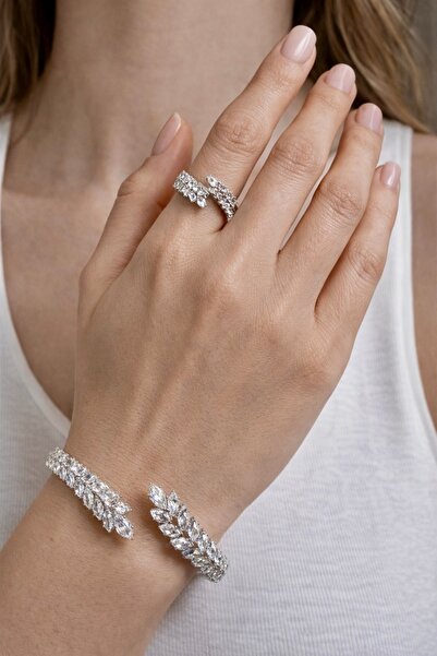 Laviona jewelry Bilezik ve Yüzük Set Takım İri Taşlı