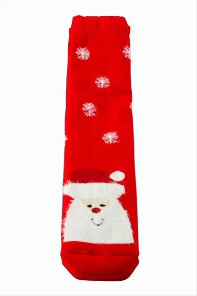 ZERO LAND Nhrhls Santa Claus Christmas Thick Combed Cotton Socks (121040) - Red