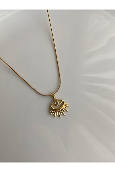 Anetta Jewelry Kadın altın renk göz güneş model çelik kolye