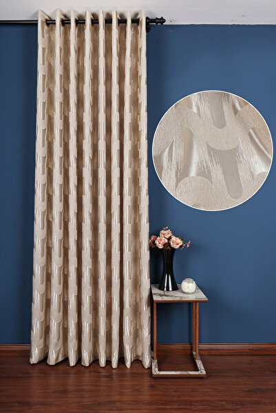 BİDESİNG Avantgarde Antrasit Dalgalar Desenli– Modern Jakar Dokuma Fon Perde