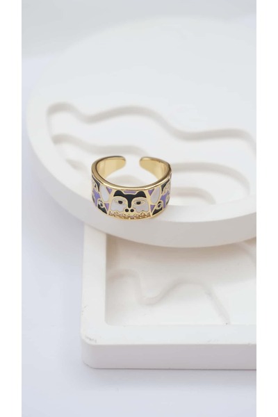 Jerie Colorful Enamel Figure Detail Adjustable Ring