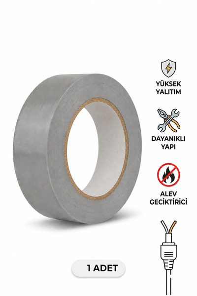 Kacar Yüksek Yalıtımlı Gri Elektrik Bandı – Dayanıklı ve Esnek İzole Bant (1 ...