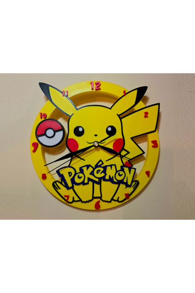 deep3d Pokemon Pikachu Tasarımlı Duvar Saati – Dekoratif, Sessiz Mekanizma