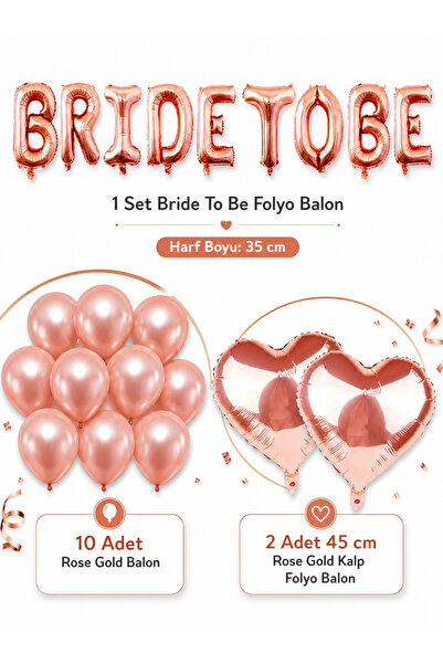 Fillikutum Bride To Be Rose Gold 13 Parça Balon Seti Bekarlığa Veda Parti Süsü