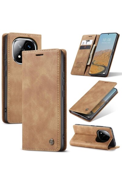 Caseme 013 Retro Θήκη Βιβλίο Brown (Xiaomi Redmi Note 14 Pro 5G/Poco X7 5G)