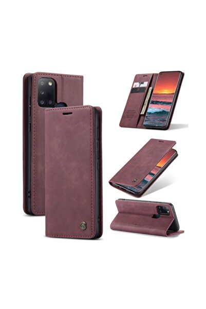 Caseme -013 Ρετρό Θήκη Βιβλίο Κρασσί Κόκκινο (Samsung Galaxy A21s)