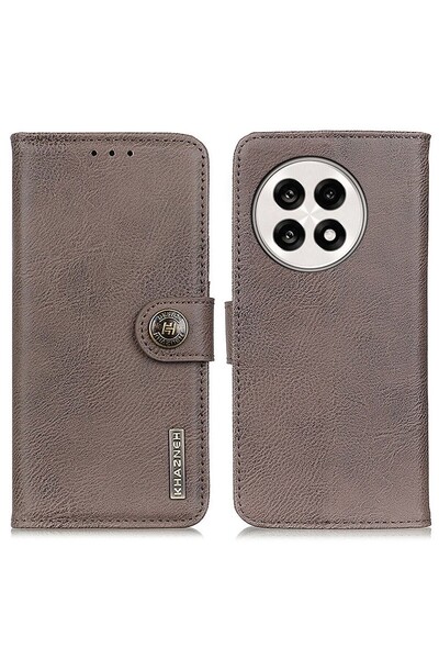 KHAZNEH Cowhide Θήκη Πορτοφόλι Khaki (OnePlus 13R 5G)