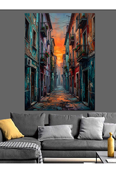 Artmeg Strada Orașului Vechi la Apusul Soarelui - Pânză Decorativă - Masă din...