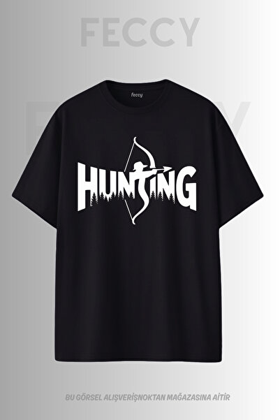 FECCY Premium Hunting2 Τυπωμένο με θέμα Hunter Unisex Oversize Γυναικείο T-Sh...