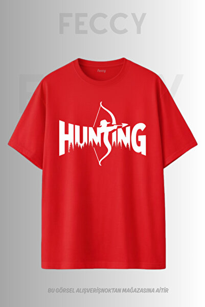 FECCY Premium Hunting2 Τυπωμένο με θέμα Hunter Unisex Oversize Γυναικείο T-Sh...