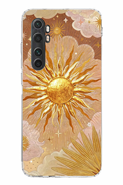 TechTree Mi Note 10 Lite Uyumlu Altın Güneş ve Yıldız Desenli Baskılı Silikon...