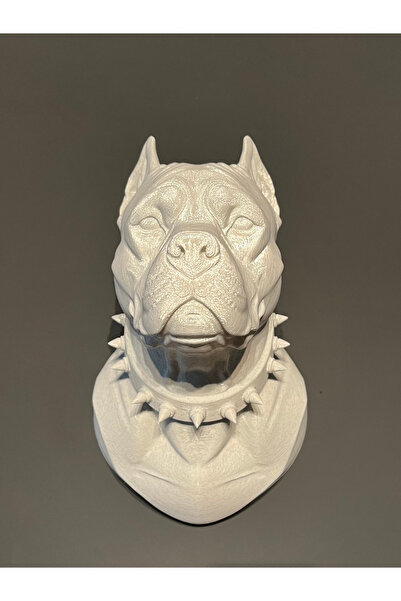 KALIPDIŞI 3D Dekoratif Pitbull Cinsi Köpek Kafası Duvar Heykeli - Modern Pitb...