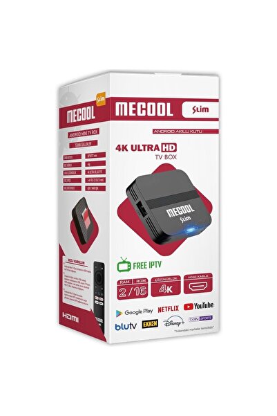 RIOSAT MECOOL SLİM 2GB RAM 16GB HAFIZA 4K ULTRA HD 2.4GHZ WİFİ ANDROİD TV BOX